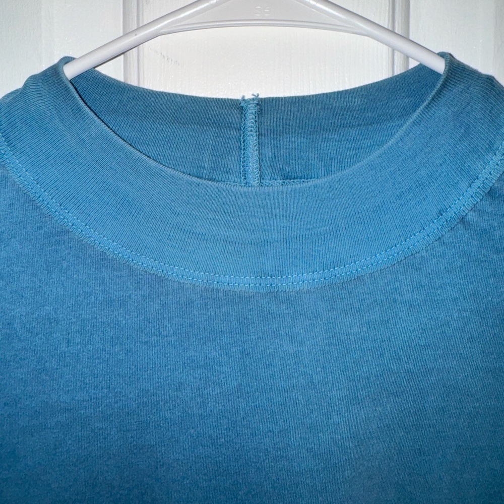 Free People *New* turquoise Bluish Green color Long Sleeve high collar Tee Shirt - Picture 5 of 11